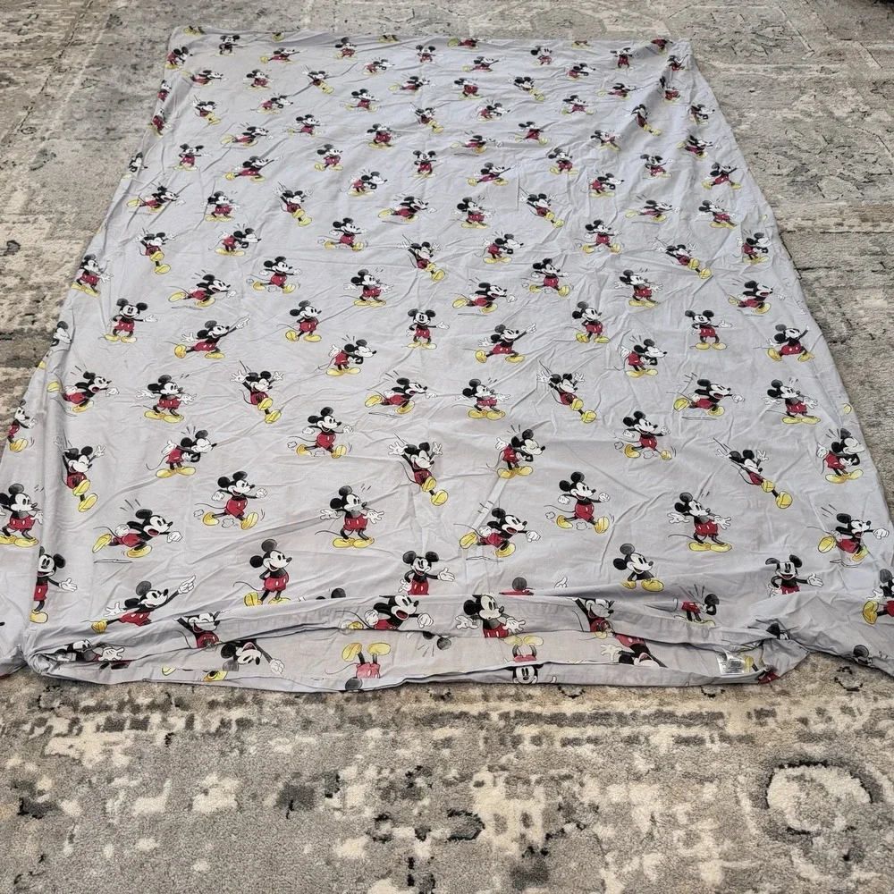 Pottery Barn Kids DISNEY Mickey Mouse Gray Blue Organic Duvet Cover Twin 68x86